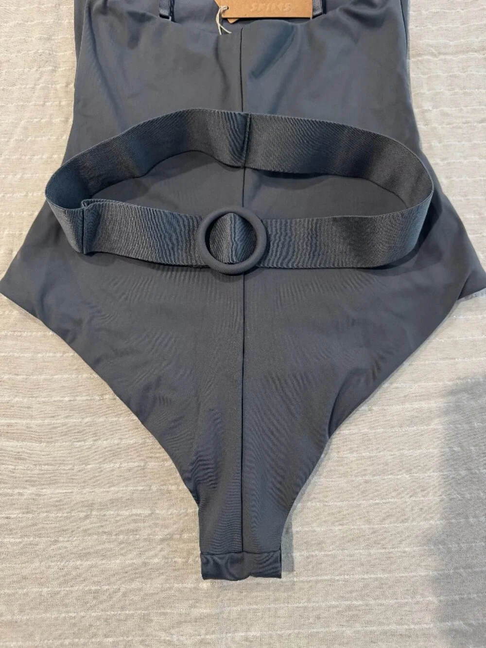 SKIMS Sculpting Swim Strapless One Piece in Gunmetal Size Large